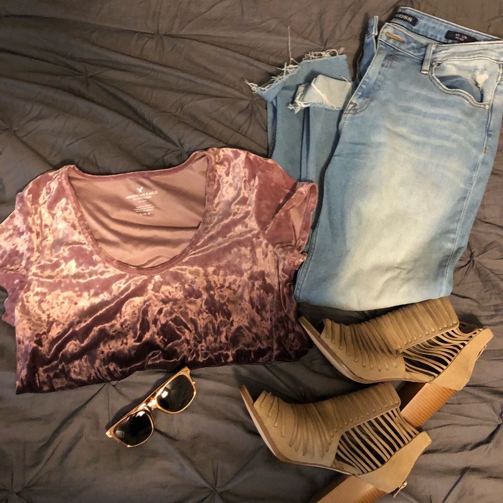 American Eagle crushed velvet shirt